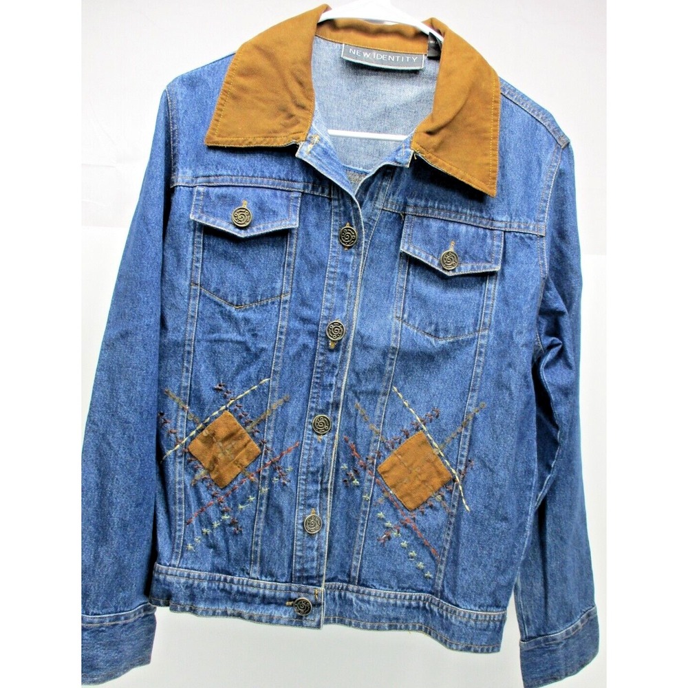New Identity women's Embroidered Jean Jacket - Size MEDIUM